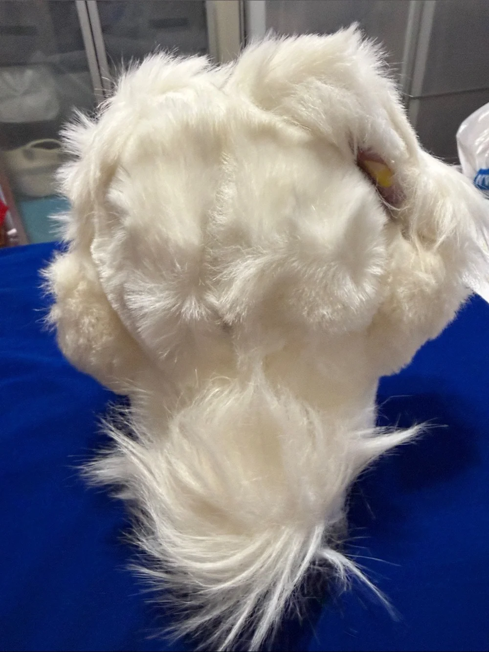 Vintage 1993 Plush White Bunny with Pink Nose and Bow - Soft Small Pet Toy